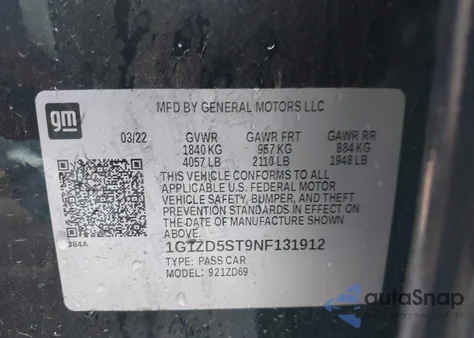 2022 Chevrolet Malibu Fwd Lt from USA, damaged, VIN 1G1ZD5ST9NF131912